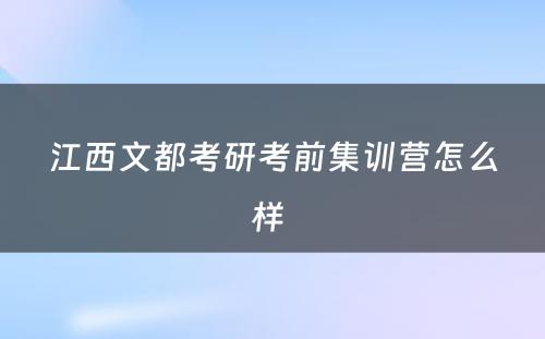 江西文都考研考前集训营怎么样 