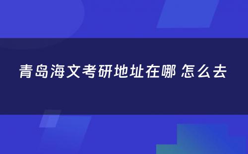 青岛海文考研地址在哪 怎么去 