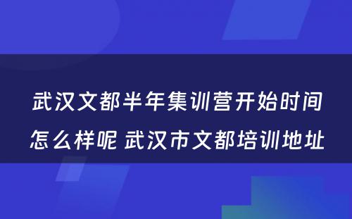 武汉文都半年集训营开始时间怎么样呢 武汉市文都培训地址