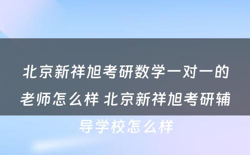 北京新祥旭考研数学一对一的老师怎么样 北京新祥旭考研辅导学校怎么样