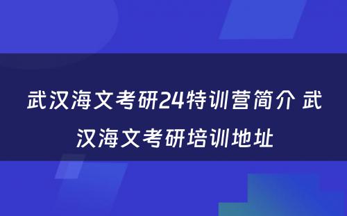 武汉海文考研24特训营简介 武汉海文考研培训地址