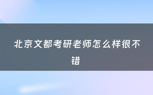 北京文都考研老师怎么样很不错 