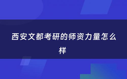 西安文都考研的师资力量怎么样 