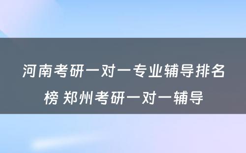 河南考研一对一专业辅导排名榜 郑州考研一对一辅导