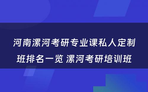 河南漯河考研专业课私人定制班排名一览 漯河考研培训班