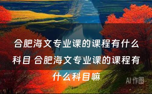 合肥海文专业课的课程有什么科目 合肥海文专业课的课程有什么科目嘛