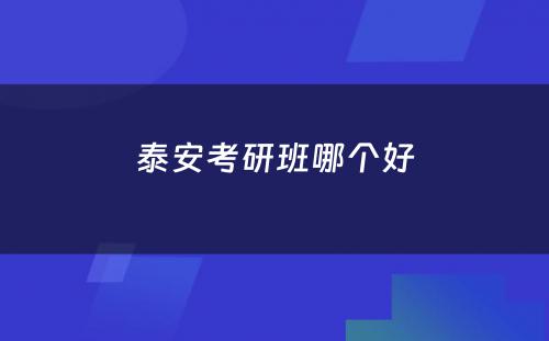 泰安考研班哪个好