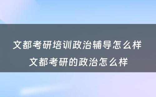 文都考研培训政治辅导怎么样 文都考研的政治怎么样