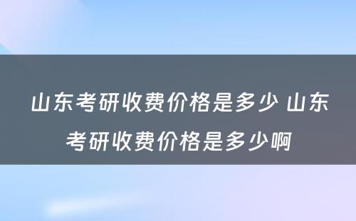 山东考研收费价格是多少 山东考研收费价格是多少啊