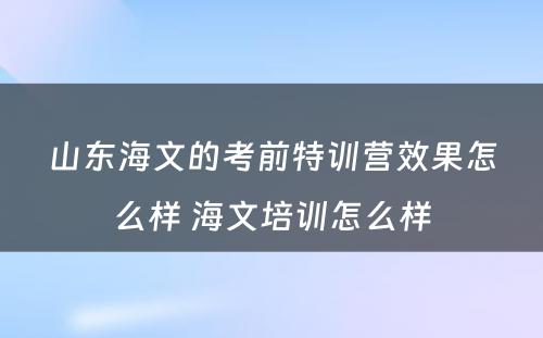 山东海文的考前特训营效果怎么样 海文培训怎么样