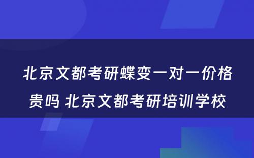 北京文都考研蝶变一对一价格贵吗 北京文都考研培训学校