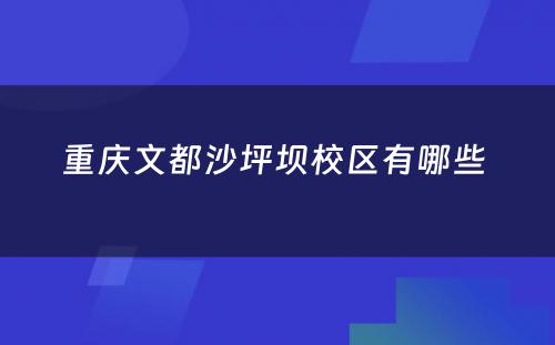 重庆文都沙坪坝校区有哪些 