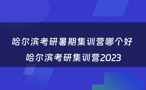 哈尔滨考研暑期集训营哪个好 哈尔滨考研集训营2023