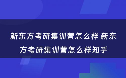 新东方考研集训营怎么样 新东方考研集训营怎么样知乎