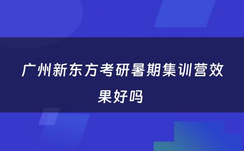 广州新东方考研暑期集训营效果好吗 