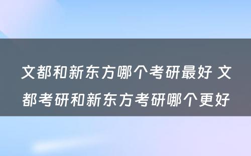 文都和新东方哪个考研最好 文都考研和新东方考研哪个更好