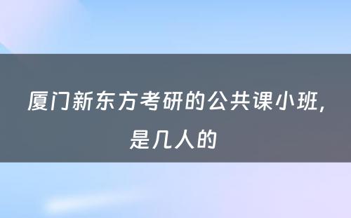 厦门新东方考研的公共课小班，是几人的 