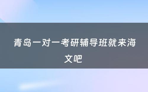 青岛一对一考研辅导班就来海文吧 