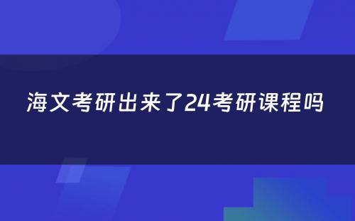 海文考研出来了24考研课程吗 