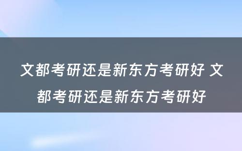 文都考研还是新东方考研好 文都考研还是新东方考研好