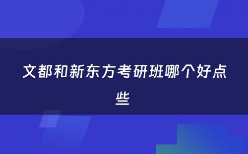 文都和新东方考研班哪个好点些 