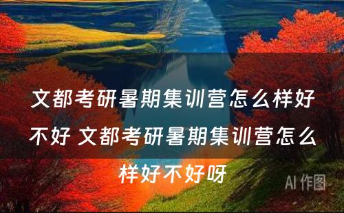 文都考研暑期集训营怎么样好不好 文都考研暑期集训营怎么样好不好呀