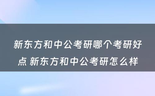 新东方和中公考研哪个考研好点 新东方和中公考研怎么样