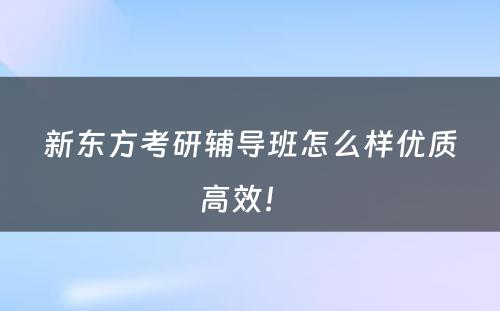 新东方考研辅导班怎么样优质高效！ 