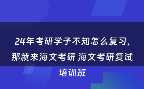 24年考研学子不知怎么复习，那就来海文考研 海文考研复试培训班