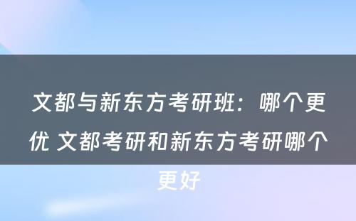 文都与新东方考研班：哪个更优 文都考研和新东方考研哪个更好