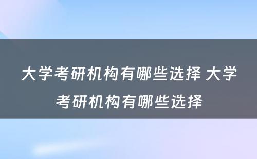 大学考研机构有哪些选择 大学考研机构有哪些选择