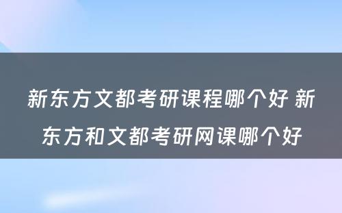 新东方文都考研课程哪个好 新东方和文都考研网课哪个好