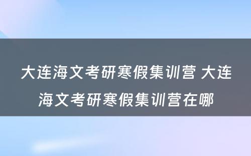 大连海文考研寒假集训营 大连海文考研寒假集训营在哪