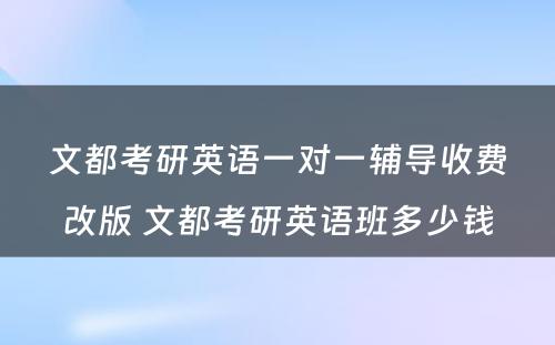 文都考研英语一对一辅导收费改版 文都考研英语班多少钱