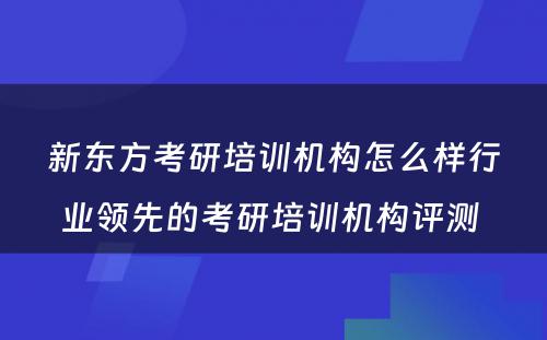 新东方考研培训机构怎么样行业领先的考研培训机构评测 