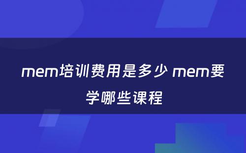 mem培训费用是多少 mem要学哪些课程