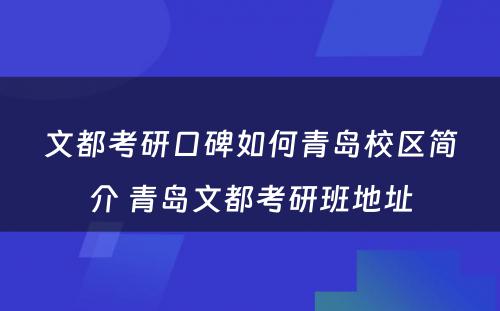 文都考研口碑如何青岛校区简介 青岛文都考研班地址