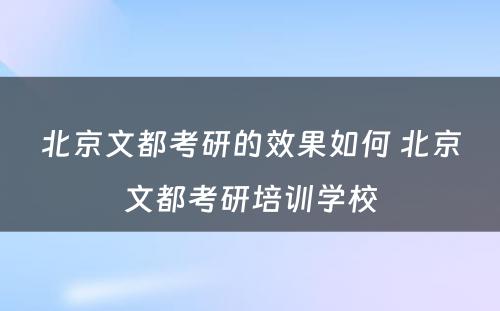 北京文都考研的效果如何 北京文都考研培训学校