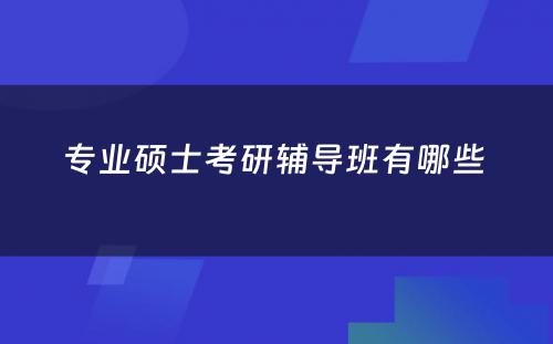 专业硕士考研辅导班有哪些 