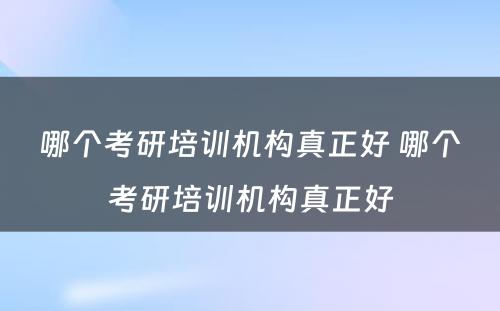 哪个考研培训机构真正好 哪个考研培训机构真正好