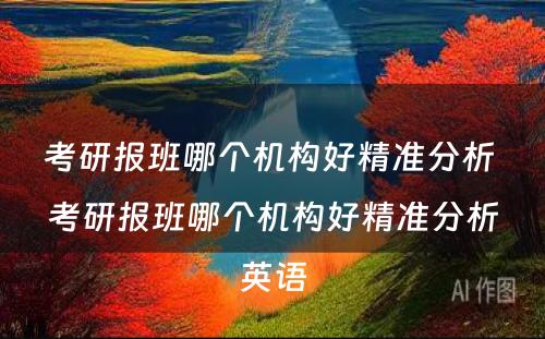 考研报班哪个机构好精准分析 考研报班哪个机构好精准分析英语