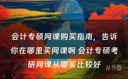 会计专硕网课购买指南，告诉你在哪里买网课啊 会计专硕考研网课从哪买比较好