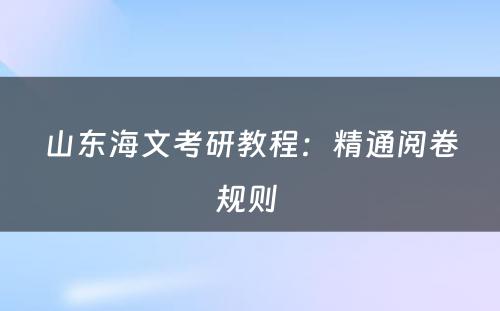 山东海文考研教程：精通阅卷规则 