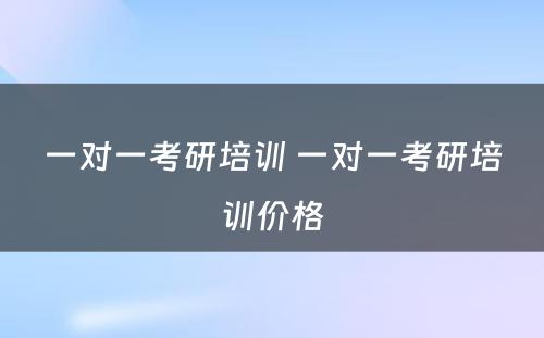 一对一考研培训 一对一考研培训价格