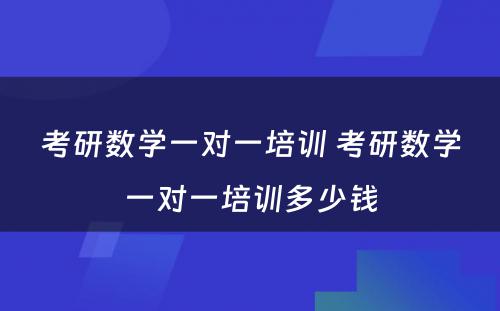 考研数学一对一培训 考研数学一对一培训多少钱