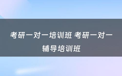 考研一对一培训班 考研一对一辅导培训班