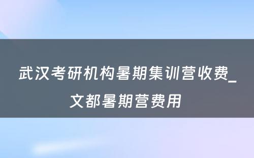 武汉考研机构暑期集训营收费_文都暑期营费用 