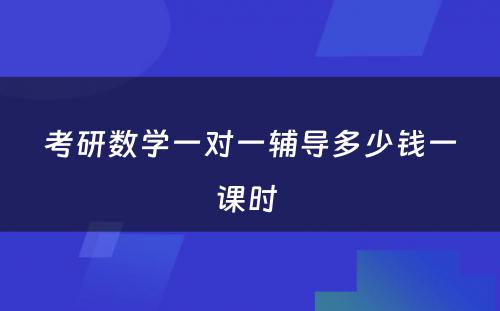 考研数学一对一辅导多少钱一课时 