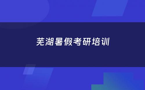 芜湖暑假考研培训