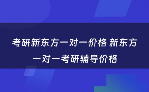 考研新东方一对一价格 新东方一对一考研辅导价格